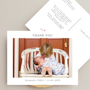 Elegante minimalistische Babyparty-Foto-Dankeschön Einladungspostkarte