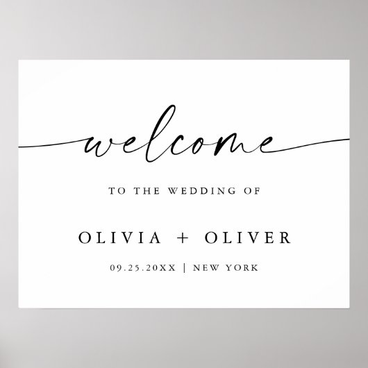 Elegante Minimalistische Begrüßungskalligrafie Poster (Vorne)