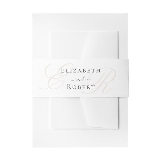 Elegante Minimalistische Beige Monogram Wedding Einladungsbanderole (Vorderseite Beispiel)