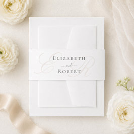 Elegante Minimalistische Beige Monogram Wedding Einladungsbanderole