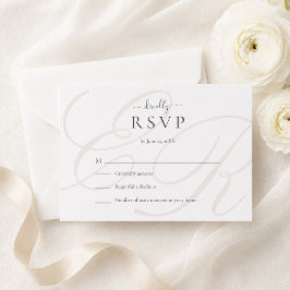 Elegante Minimalistische Beige Monogram Wedding RSVP Karte