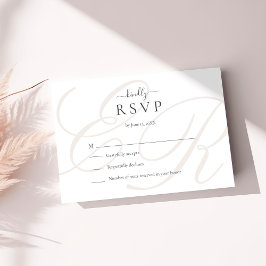Elegante Minimalistische Beige Monogram Wedding RSVP Karte