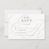 Elegante Minimalistische Beige Monogram Wedding RSVP Karte (Vorderseite)