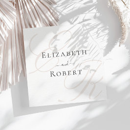 Elegante Minimalistische Beige Monogram Wedding Serviette