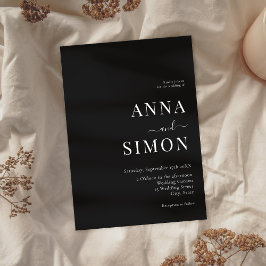 Elegante Minimalistische Black All-in-One-Hochzeit Einladung