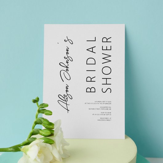 Elegante Minimalistische Black Bridal Dusche Einla Einladung