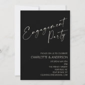 Elegante Minimalistische Black Script-Engagement-P Einladung (Vorderseite)