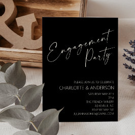 Elegante Minimalistische Black Script-Engagement-P Einladung