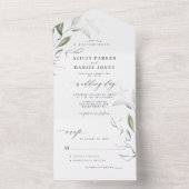 Elegante minimalistische Blätter UAWG Hochzeit All In One Einladung (Innen)