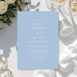 Elegante minimalistische blaue Hochzeit Einladung