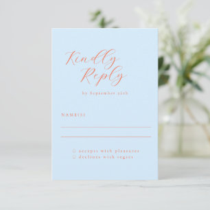 Elegante minimalistische blaue orange Kalligrafie  RSVP Karte