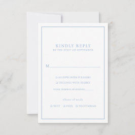 Elegante, Minimalistische, blaue Rahmen RSVP Karte