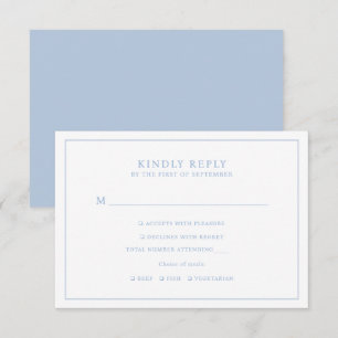 Elegante, Minimalistische, blaue Rahmen RSVP Karte