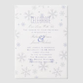 Elegante Minimalistische Blaue Snowflake Winterhoc Pergament Einladungen (Vorderseite)