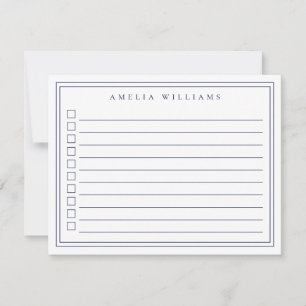 Elegante minimalistische blaue To-Do-Liste Checkbo Mitteilungskarte