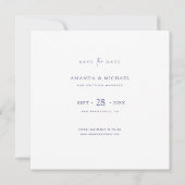 Elegante Minimalistische BlauTypografie Hochzeit Save The Date (Rückseite)