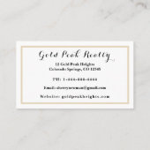 Elegante Minimalistische Blk/Gold Realtor Business Visitenkarte (Rückseite)