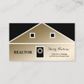Elegante Minimalistische Blk/Gold Realtor Business Visitenkarte (Vorderseite)