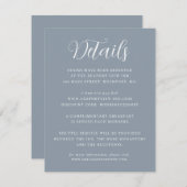 Elegante Minimalistische Blue Wedding Details Begleitkarte (Vorne/Hinten)