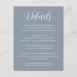 Elegante Minimalistische Blue Wedding Details Begleitkarte