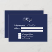 Elegante Minimalistische Blue Wedding RSVP Cards (Vorne/Hinten)