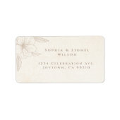 Elegante Minimalistische Blumen-Hochzeit Adressaufkleber (Vorne)