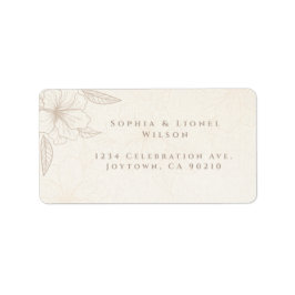 Elegante Minimalistische Blumen-Hochzeit Adressaufkleber
