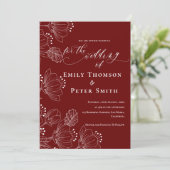 Elegante Minimalistische Blumen-Hochzeit Einladung (Stehend Vorderseite)