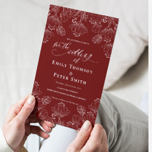 Elegante Minimalistische Blumen-Hochzeit Einladung