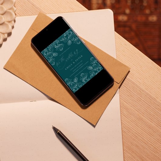 Elegante Minimalistische Blumen-Hochzeit Einladung