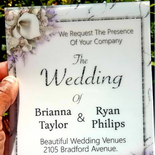 Elegante Minimalistische Blumenbouquet Acryleinladungen