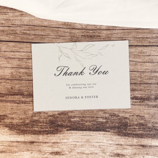 Elegante Minimalistische Blumenhochzeit Dankeskarte