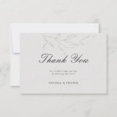 Elegante Minimalistische Blumenhochzeit Dankeskarte (Vorderseite)