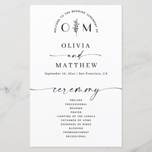 Elegante Minimalistische Blumenhochzeit | Skriptpr (Vorderseite)