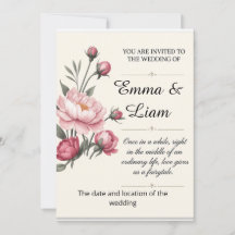 Elegante minimalistische Blumenhochzeitseinladung