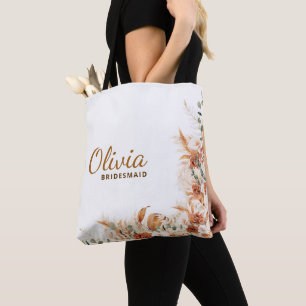 Elegante Minimalistische Blumenschrift Bridesmaid Tasche