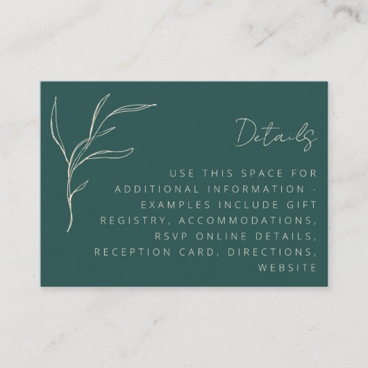 Elegante Minimalistische Blumenzwiebeldetails Begleitkarte (Vorderseite)