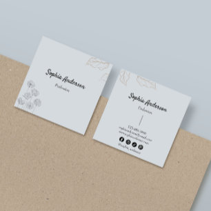 Elegante Minimalistische Blütenakzente Quadratische Visitenkarte