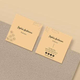 Elegante Minimalistische Blütenakzente Quadratische Visitenkarte