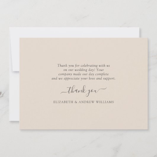 Elegante Minimalistische Blütenblumen Hochzeit Dankeskarte (Rückseite)