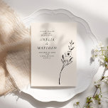 Elegante Minimalistische Blütenwelt Zeichnend auf  Einladung<br><div class="desc">Elegante Minimalistische Blütenwelt Zeichnend in Cream Wedding Einladung</div>