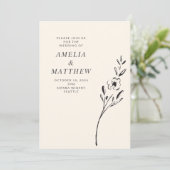 Elegante Minimalistische Blütenwelt Zeichnend auf Einladung (Stehend Vorderseite)