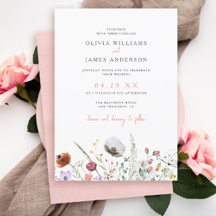 Elegante Minimalistische Boho Floral Wedding Einla Einladung