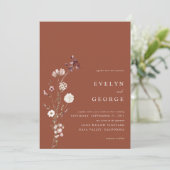 Elegante Minimalistische Boho Floral Wedding Einladung (Stehend Vorderseite)