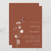 Elegante Minimalistische Boho Floral Wedding Einladung (Vorne/Hinten)