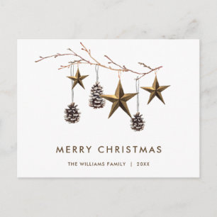 Elegante minimalistische Boho-Weihnachtsgrüße Feiertagspostkarte