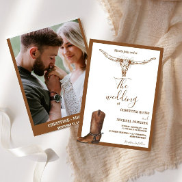 Elegante Minimalistische Boho Western Cowboy Weddi Einladung