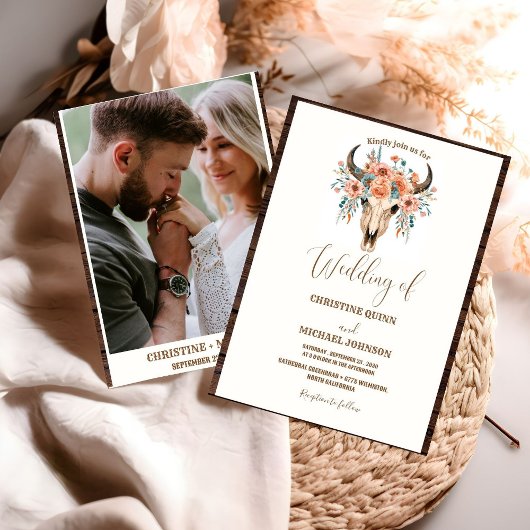 Elegante Minimalistische Boho Western Cowboy Weddi Einladung