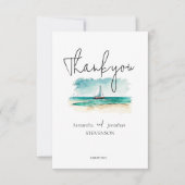 Elegante minimalistische Bootsfahrt Hochzeit Dankeskarte (Vorderseite)