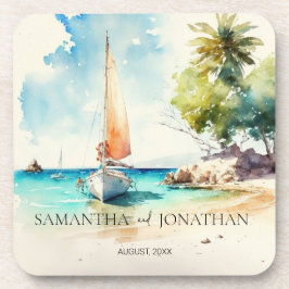 Elegante minimalistische Bootsfahrt Hochzeit Getränkeuntersetzer